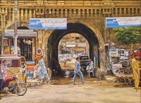 M. Rustam Khan, 30 x 40 Inch, Oil on Canvas, Cityscape Painting, AC-RUK-020